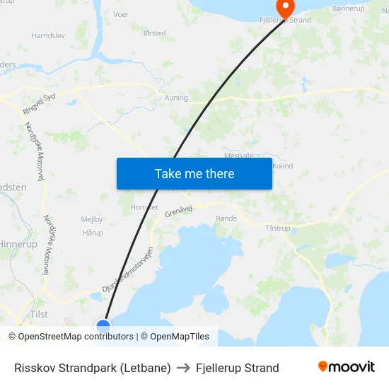 Risskov Strandpark (Letbane) to Fjellerup Strand map