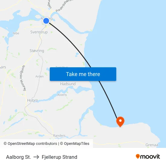 Aalborg St. to Fjellerup Strand map