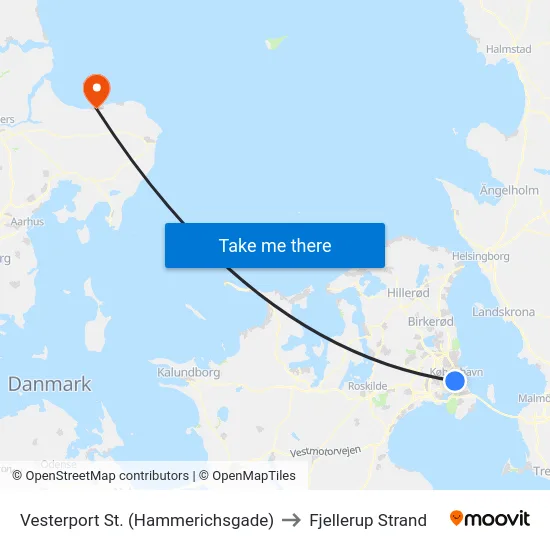 Vesterport St. (Hammerichsgade) to Fjellerup Strand map