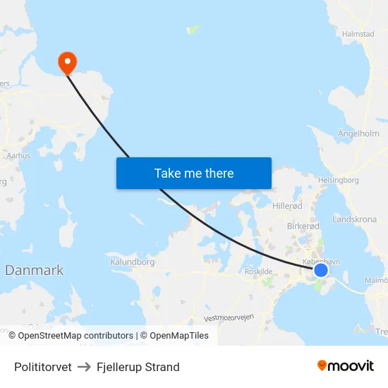 Polititorvet to Fjellerup Strand map