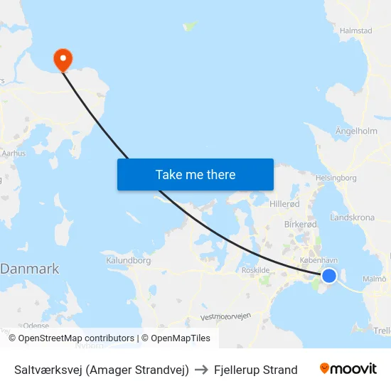 Saltværksvej (Amager Strandvej) to Fjellerup Strand map