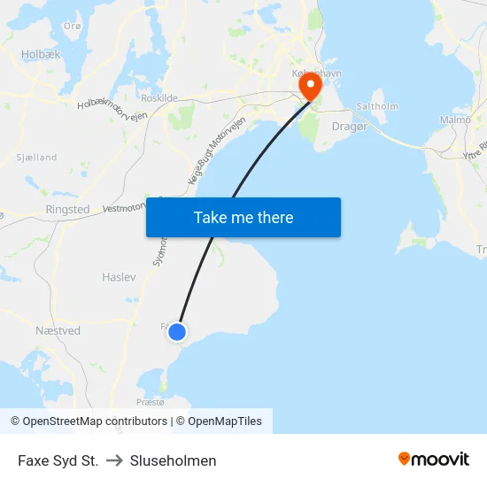 Faxe Syd St. to Sluseholmen map