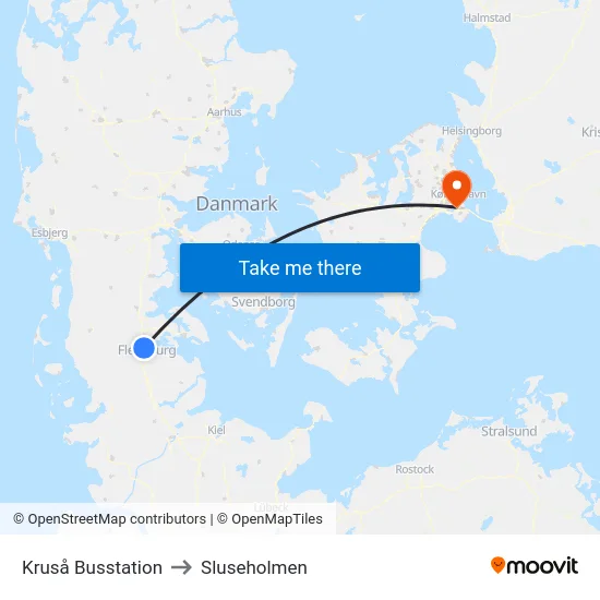 Kruså Busstation to Sluseholmen map
