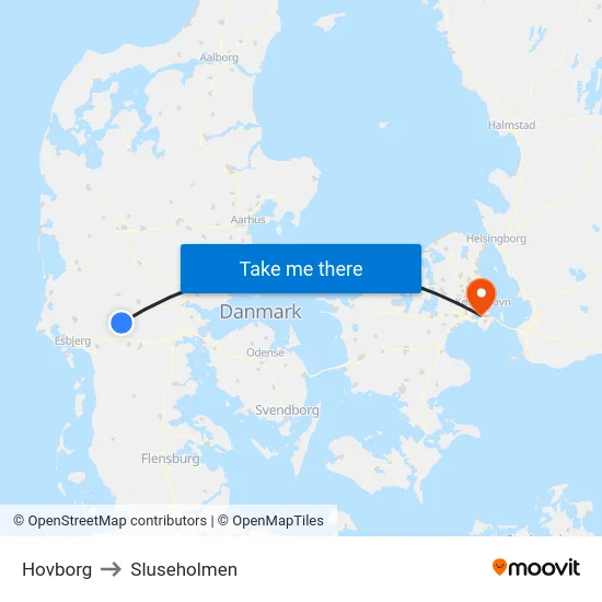 Hovborg to Sluseholmen map