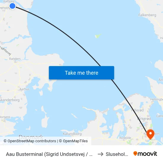 Aau Busterminal (Sigrid Undsetsvej / Aalborg) to Sluseholmen map