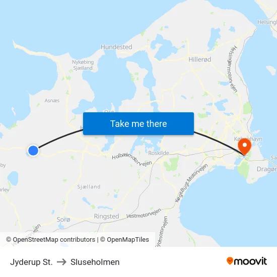Jyderup St. to Sluseholmen map