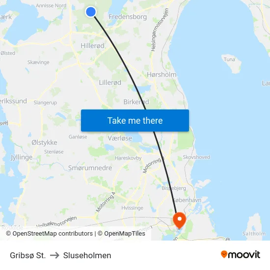 Gribsø St. to Sluseholmen map
