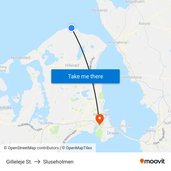 Gilleleje St. to Sluseholmen map