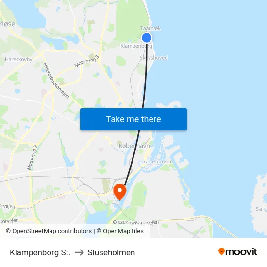 Klampenborg St. to Sluseholmen map