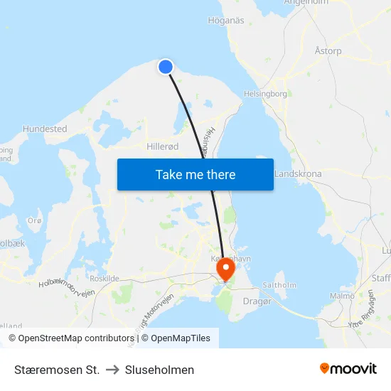Stæremosen St. to Sluseholmen map