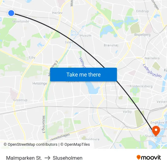 Malmparken St. to Sluseholmen map