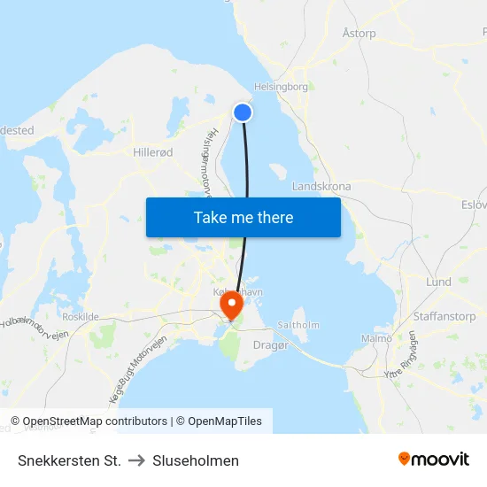 Snekkersten St. to Sluseholmen map