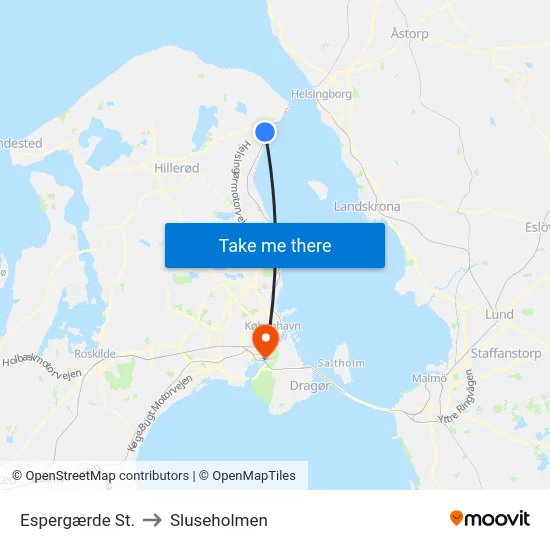 Espergærde St. to Sluseholmen map