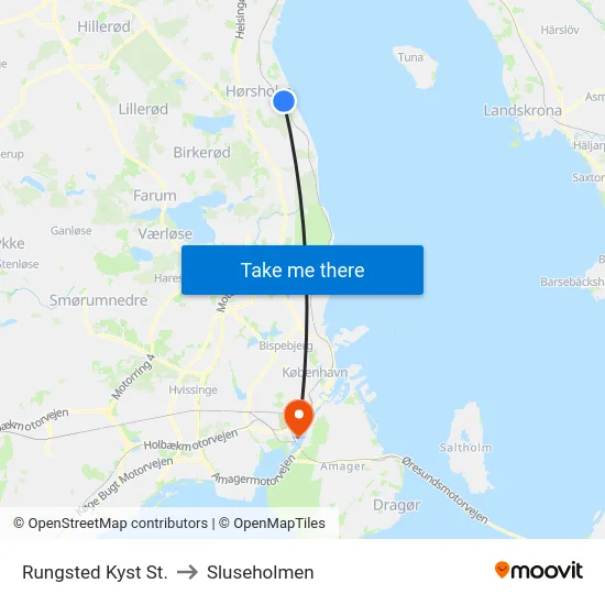 Rungsted Kyst St. to Sluseholmen map