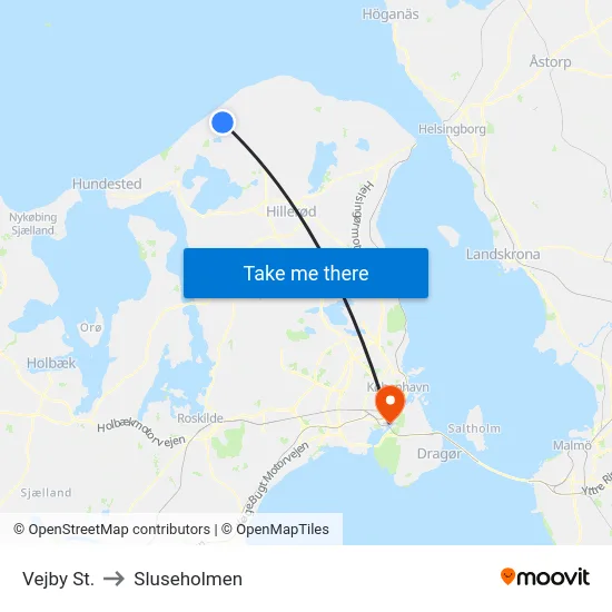 Vejby St. to Sluseholmen map