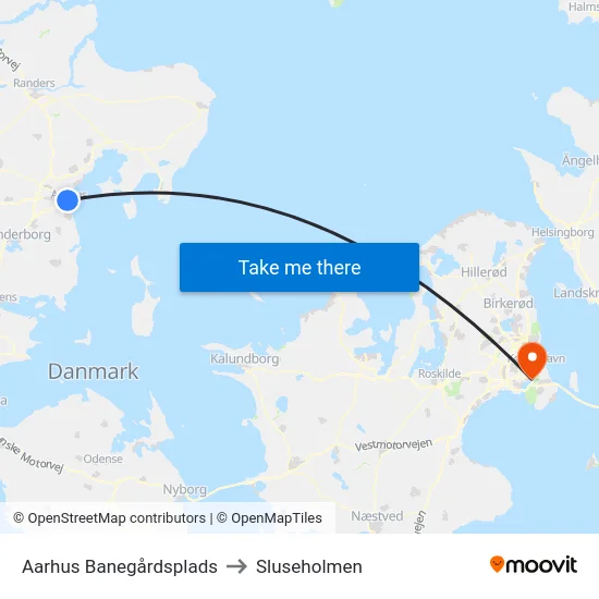 Aarhus Banegårdsplads to Sluseholmen map