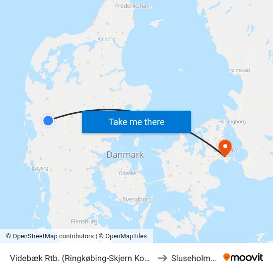 Videbæk Rtb. (Ringkøbing-Skjern Kom) to Sluseholmen map