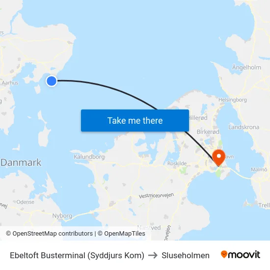 Ebeltoft Busterminal (Syddjurs Kom) to Sluseholmen map