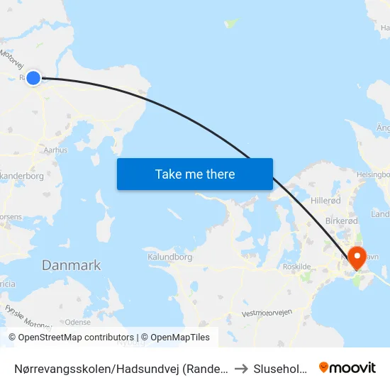 Nørrevangsskolen/Hadsundvej (Randers Kom) to Sluseholmen map