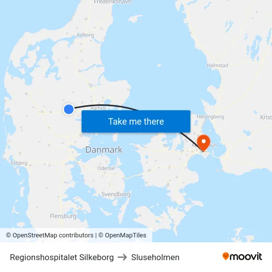 Regionshospitalet Silkeborg to Sluseholmen map