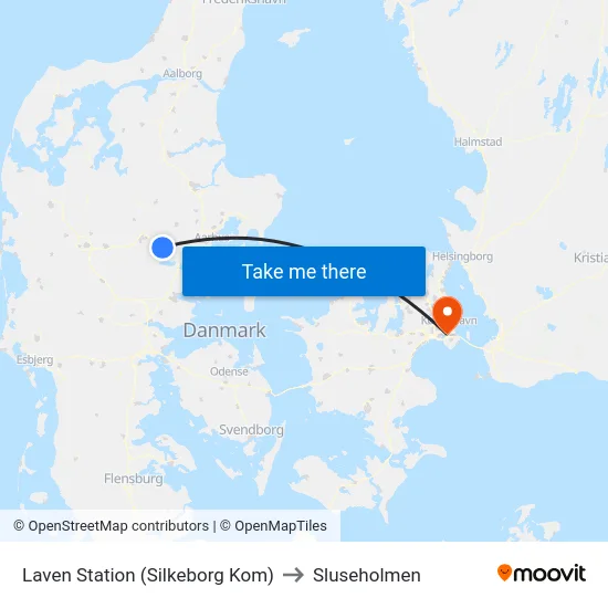 Laven Station (Silkeborg Kom) to Sluseholmen map