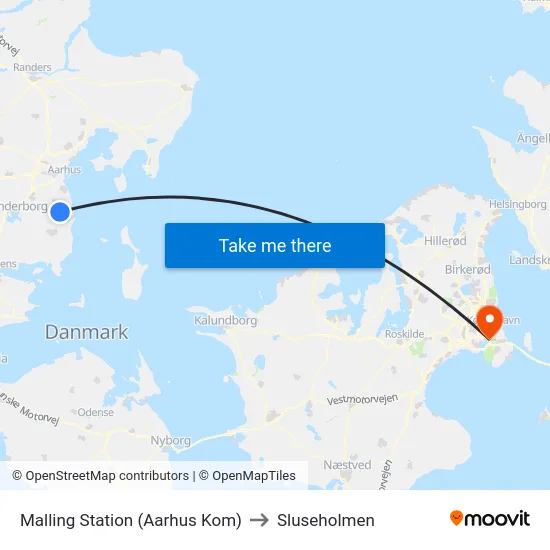 Malling Station  (Aarhus Kom) to Sluseholmen map