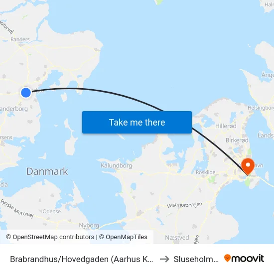 Brabrandhus/Hovedgaden (Aarhus Kom) to Sluseholmen map