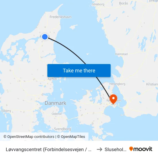 Løvvangscentret (Forbindelsesvejen / Nørresundby) to Sluseholmen map