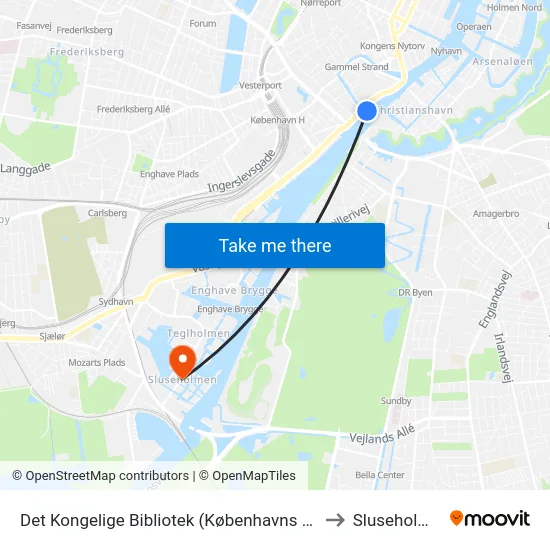 Det Kongelige Bibliotek (Københavns Havn) to Sluseholmen map