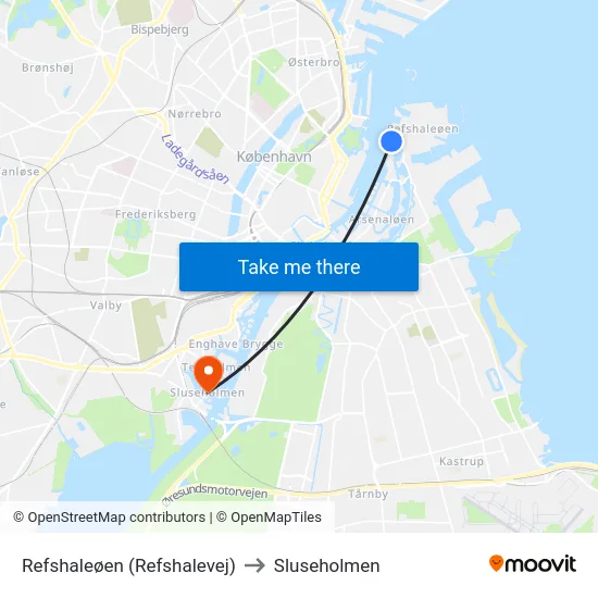 Refshaleøen (Refshalevej) to Sluseholmen map