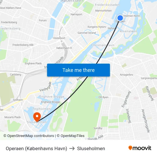 Operaen (Københavns Havn) to Sluseholmen map