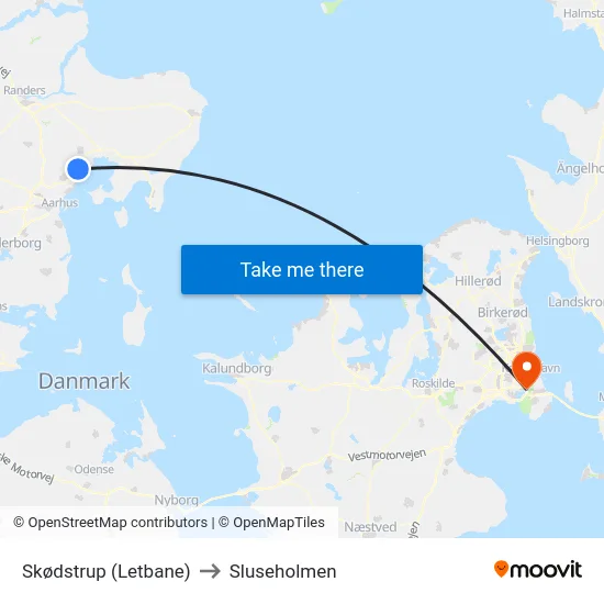 Skødstrup (Letbane) to Sluseholmen map