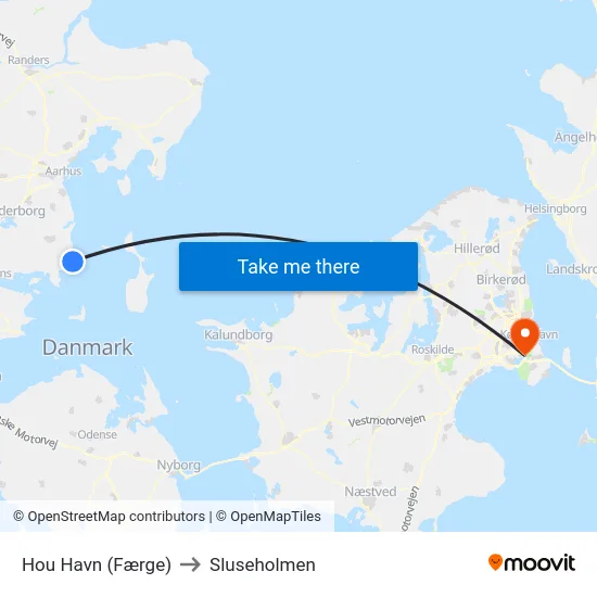 Hou Havn (Færge) to Sluseholmen map