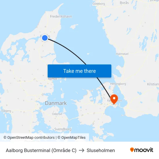 Aalborg Busterminal (Område C) to Sluseholmen map
