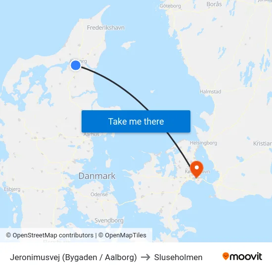 Jeronimusvej (Bygaden / Aalborg) to Sluseholmen map