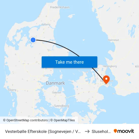 Vesterbølle Efterskole (Sognevejen / Vesthimmerl) to Sluseholmen map