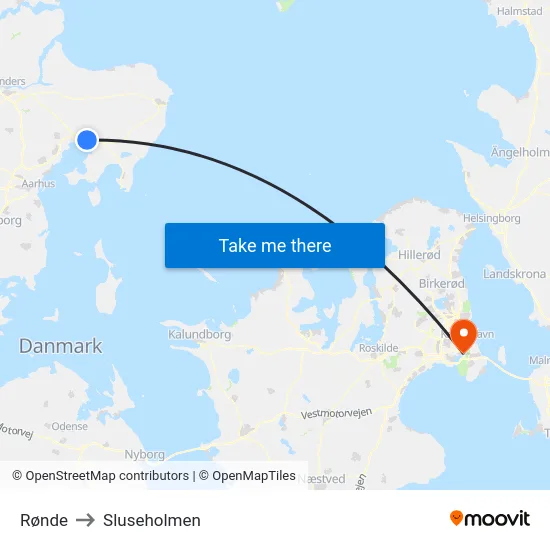 Rønde to Sluseholmen map