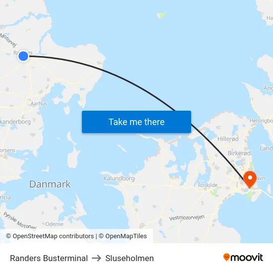 Randers Busterminal to Sluseholmen map