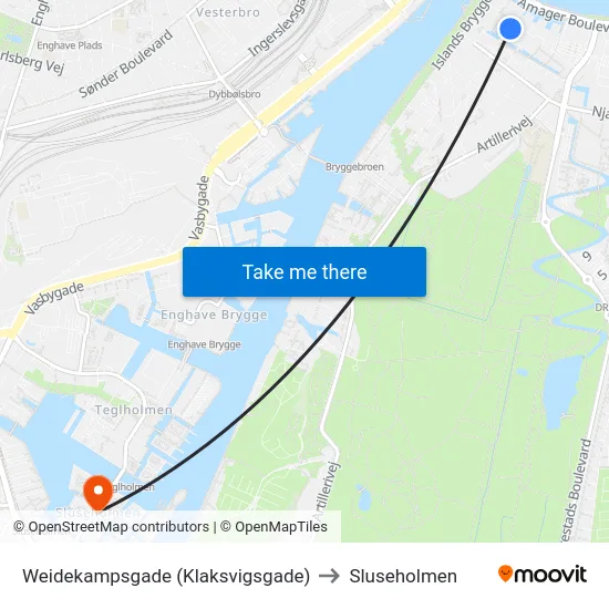 Weidekampsgade (Klaksvigsgade) to Sluseholmen map