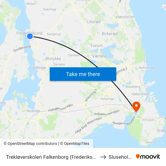 Trekløverskolen Falkenborg (Frederiksborggade) to Sluseholmen map