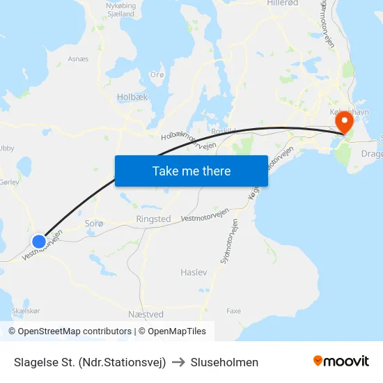 Slagelse St. (Ndr.Stationsvej) to Sluseholmen map