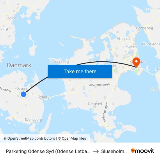 Parkering Odense Syd (Odense Letbane) to Sluseholmen map