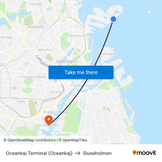 Oceankaj Terminal (Oceankaj) to Sluseholmen map