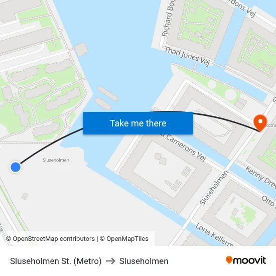Sluseholmen St. (Metro) to Sluseholmen map