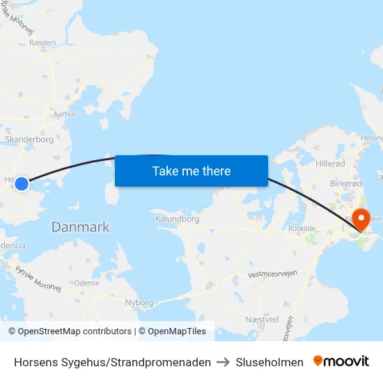 Horsens Sygehus/Strandpromenaden to Sluseholmen map