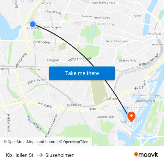 Kb Hallen St. to Sluseholmen map