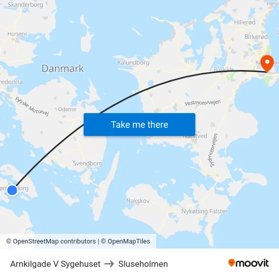 Arnkilgade V Sygehuset to Sluseholmen map