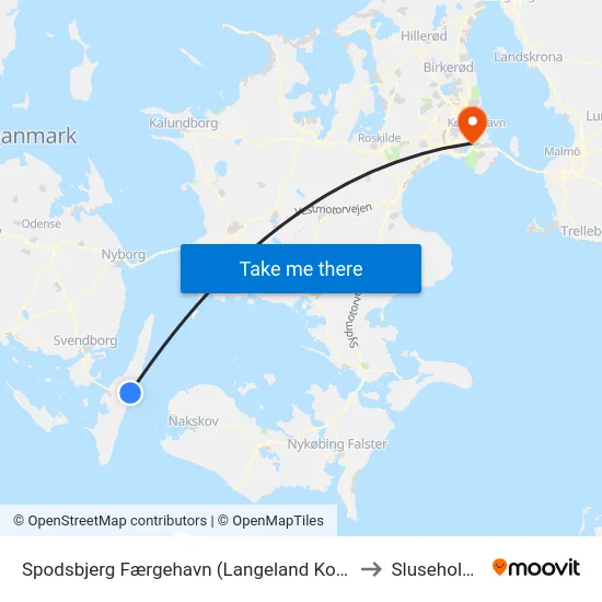 Spodsbjerg Færgehavn (Langeland Kommune) to Sluseholmen map