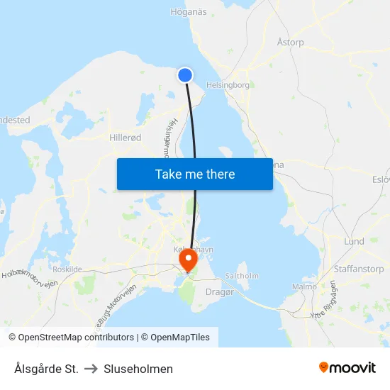Ålsgårde St. to Sluseholmen map