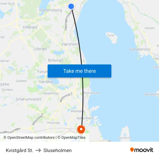 Kvistgård St. to Sluseholmen map